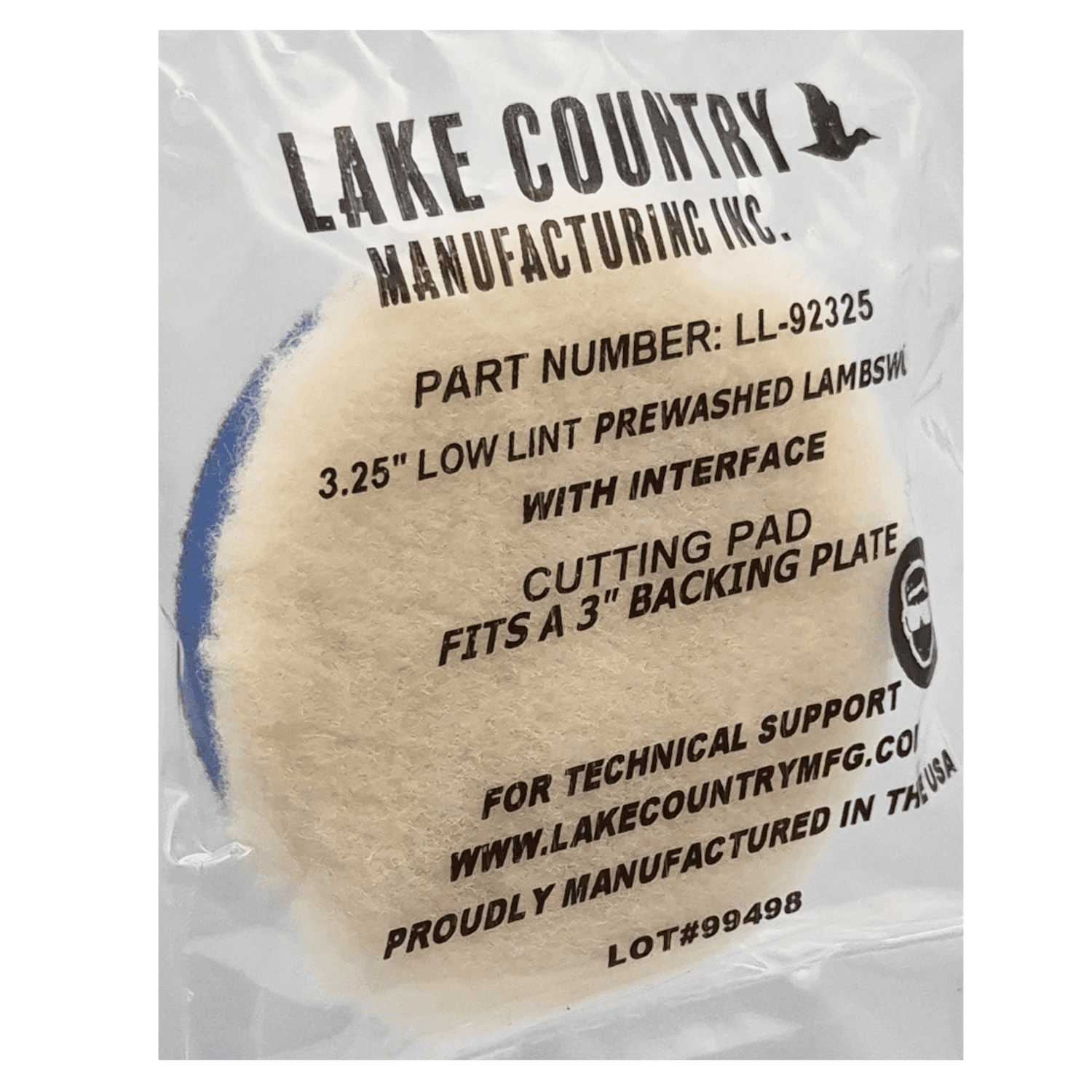 Lake Country Low Lint Prewashed Lambswool Pad With Interface 83 mm