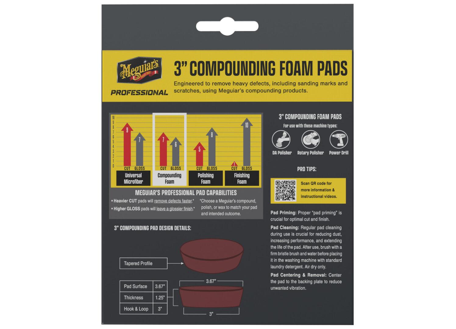 Meguiar's Professional Compound Foam Pad 3" - 3 ks 3/9
